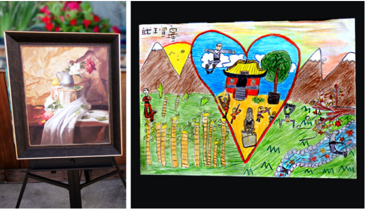图十画展有专业画家的油画作品，也有小学员手绘的《我心中的少林》.png